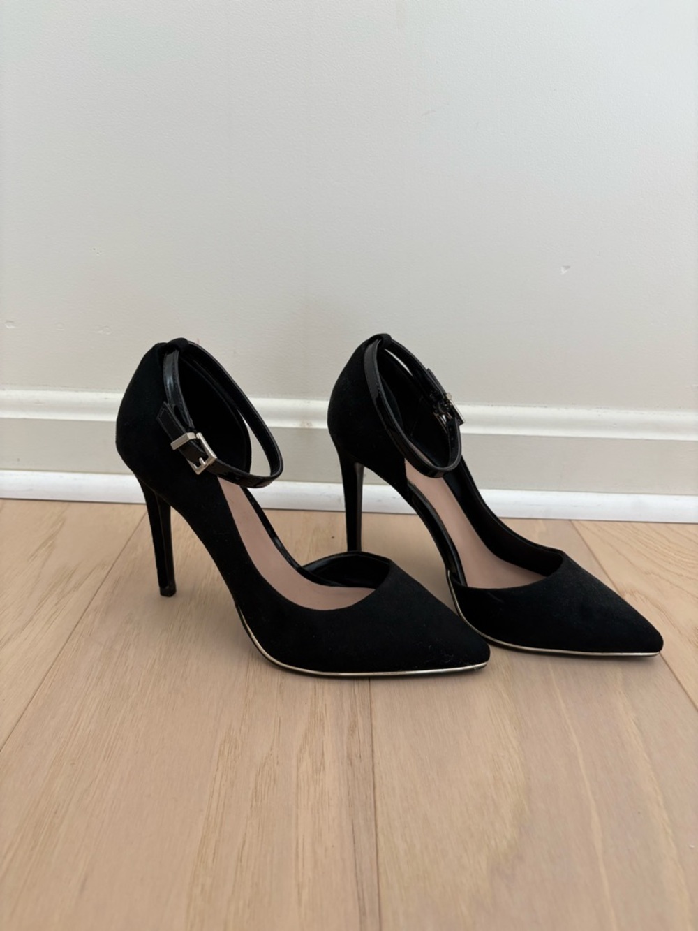 Call It Spring Black Pointed Toe Ankle-Strap Stilettos